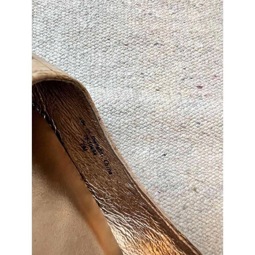 Johnston & Murphy Women's 7 Tan Cork And Gold Ballet Flats Shoes Girlycore Prep - Picture 7 of 7